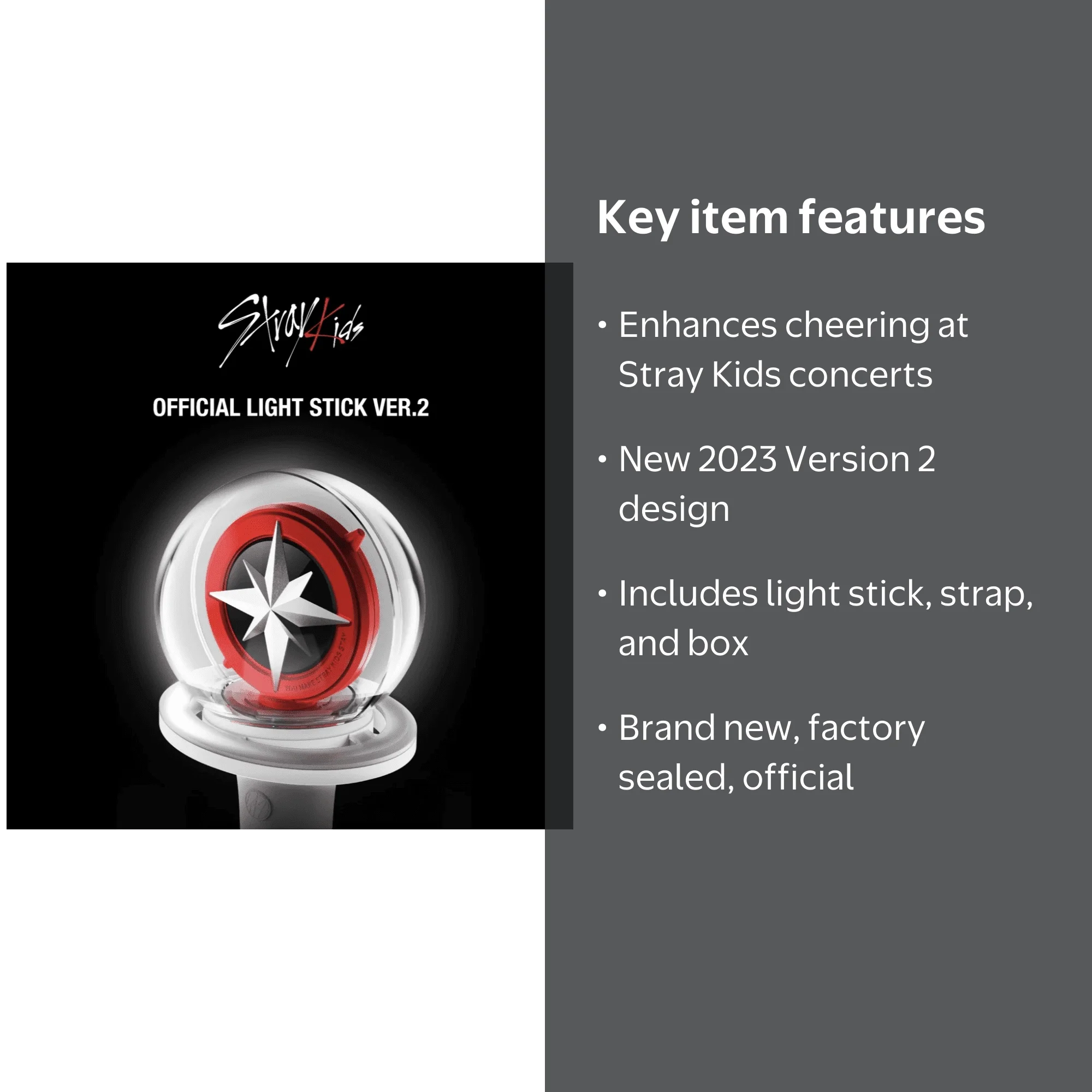 Stray Kids Light Stick Version 2, Bluetooth Enabled, 2023 Official