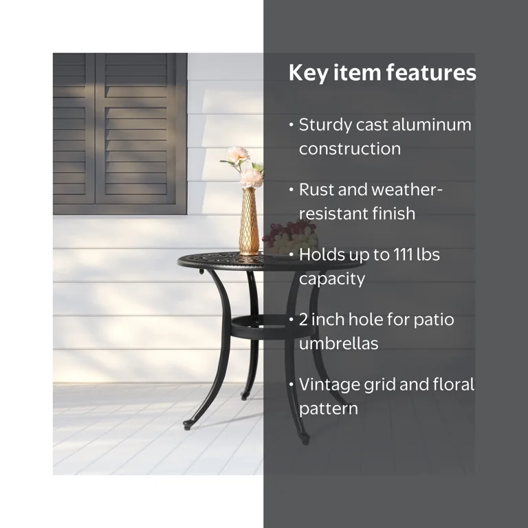 hampton bay round mesh patio umbrella brown and black Replacement Canopy for 6.5' x 10' Its unique gold antiquing adds a touch of vintage charm to any outdoor space MFSTUDIO Patio Table and Chairs