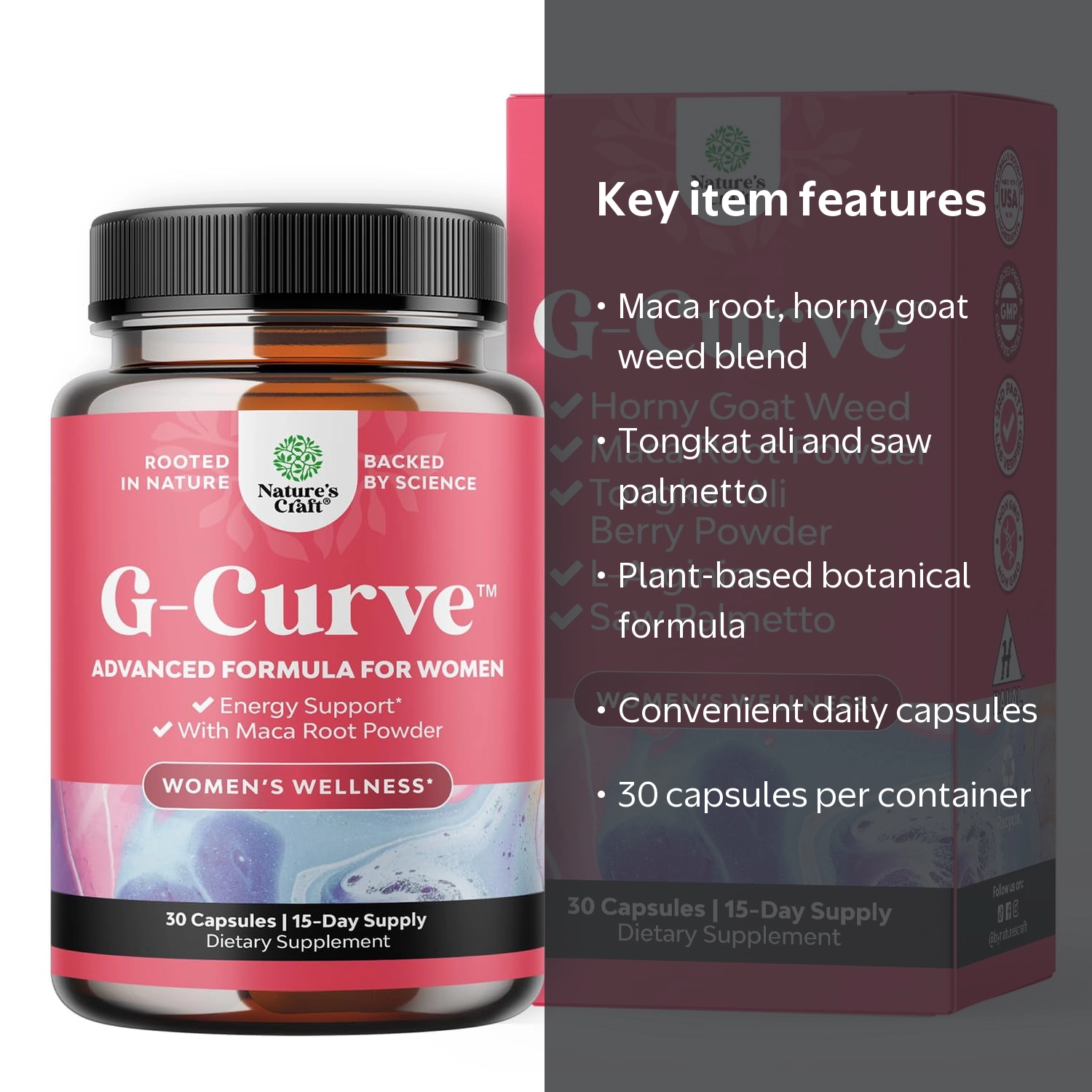 Natures Craft Herbal Support for Women, Maca Root, Tribulus