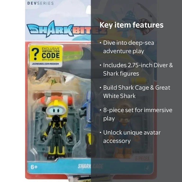 Jazwares Shark Bite 2 Shark Cage Playset, Underwater Adventure Toy