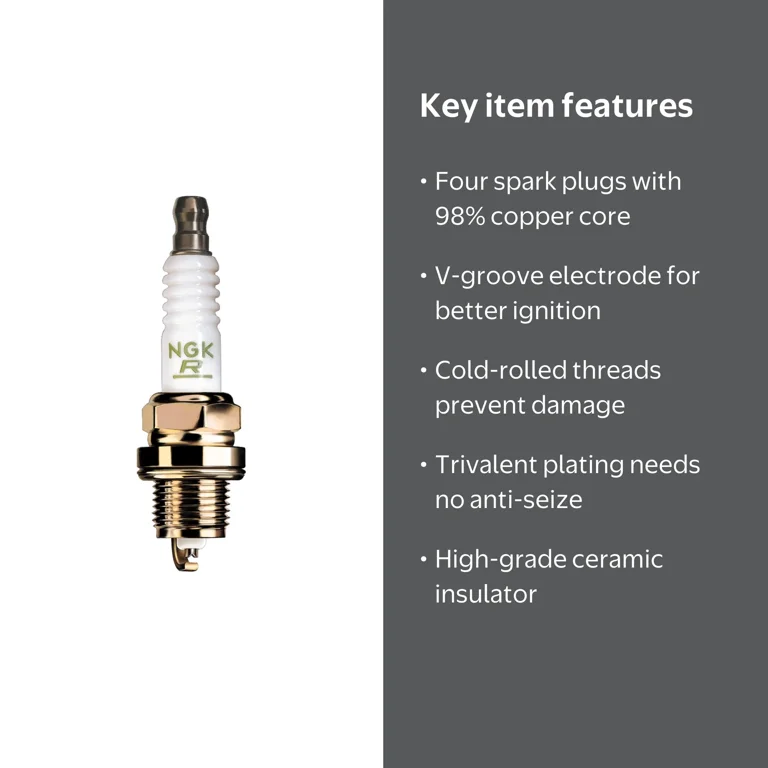 NGK 6962 V-Power Spark Plug - BKR6E, 4 Pack Fits Select Vehicles