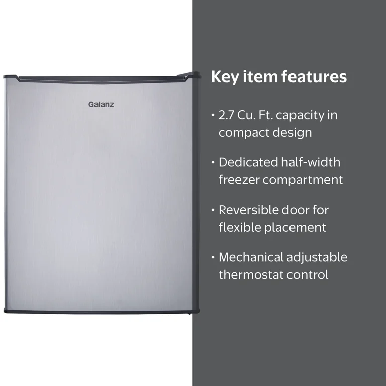 Galanz 2.7 Cu ft Mini Fridge for Office, Dorm, Small Spaces