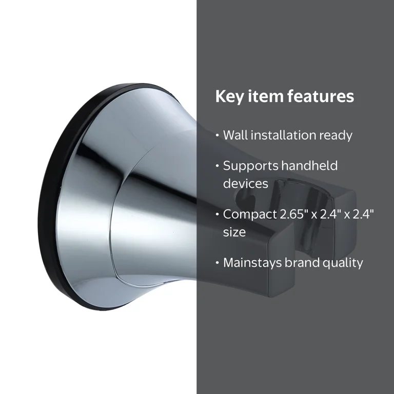 Homoyoyo Hand Shower Wall Bracket – Adjustable Angle Holder, Universal Fit For Shower Arms & Handheld Wands, Chrome/Steel ABS Construction (Silver, 3.34 X 1.97 Inches)