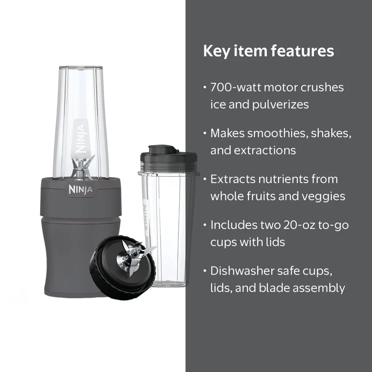 Ninja, Nutri-Blender, BN300GY, 20 Oz Gray Personal Blender