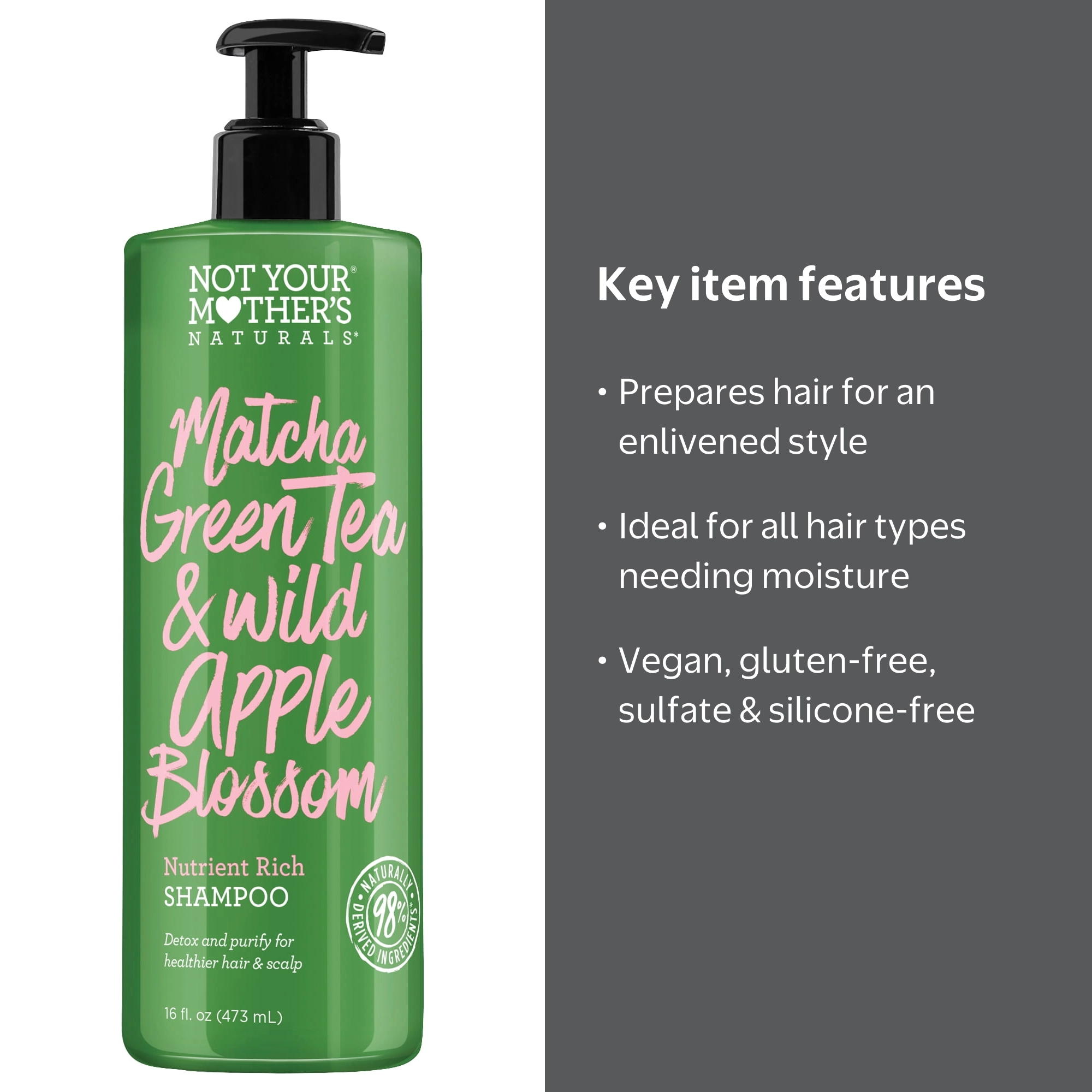 Not Your Mother's Matcha & Wild Apple Shampoo, 16oz - Nutrient