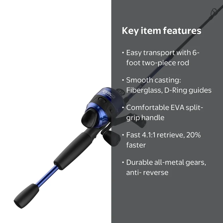 Zebco, Spincast Reel and Fishing Rod Combo, 6' Size 33, Blue