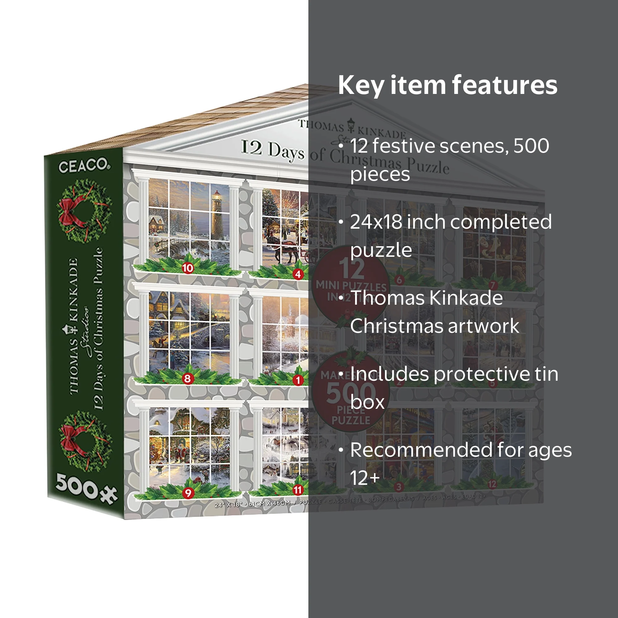 Ceaco Thomas Kinkade 12 Days to Christmas Countdown 12 In 1