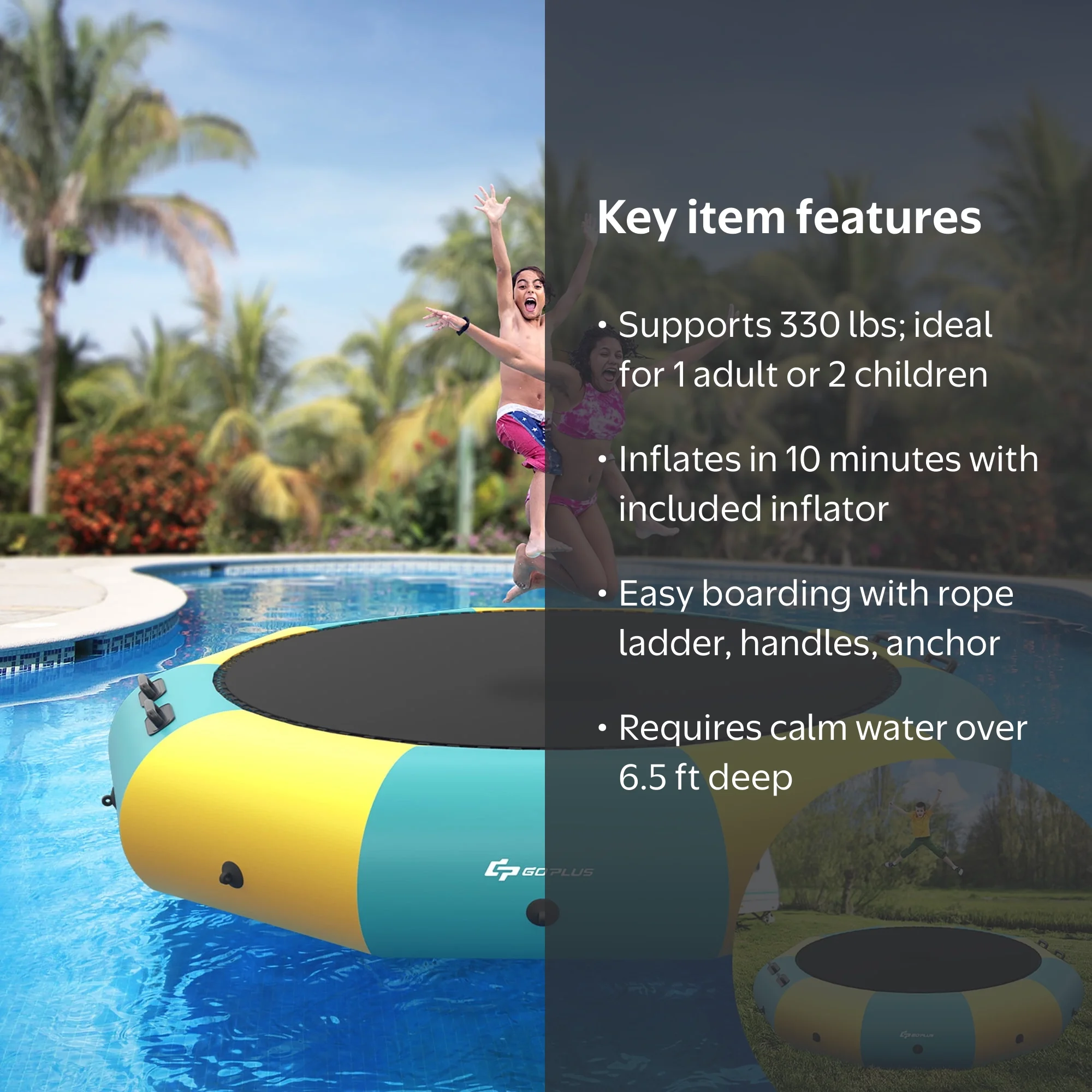 Costway, Inflatable Water Bouncer, 12FT, Green, Large Bouncing