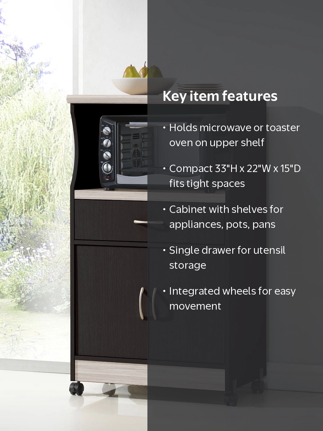 Hodedah Mini Microwave Cart, Chocolate - Walmart.com