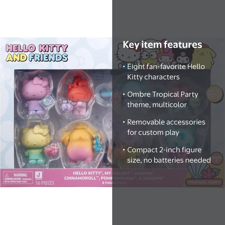 Jazwares Hello Kitty & Friends 8pk, Ombre Tropical Party, 2