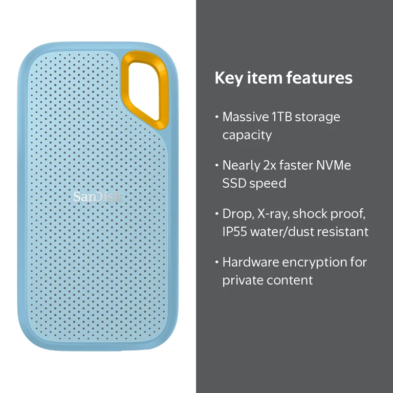 SanDisk, External Solid State Drive, 1TB, Sky Blue - Walmart.com
