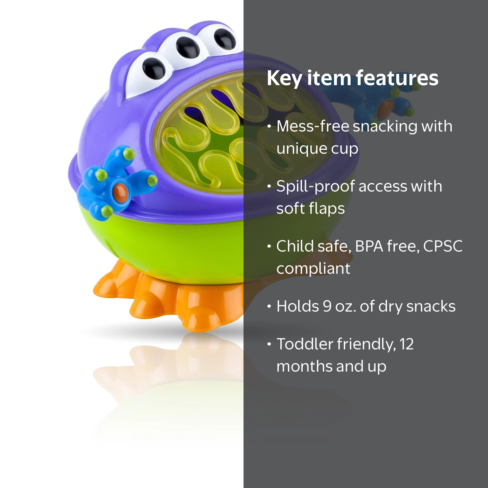 Nuby, Monster Snack Keeper, 1 Pack, BPA Free Toddler Snack
