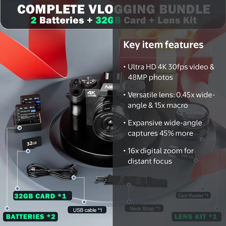 NBD Digital Camera 4K Ultra HD 48MP All-in-One Vlogging Camera