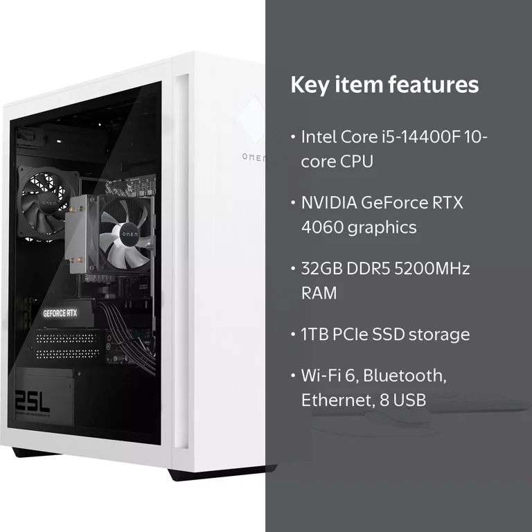 HP OMEN - 25L Gaming Desktop - Intel Core i5-14400F - 32GB DDR5