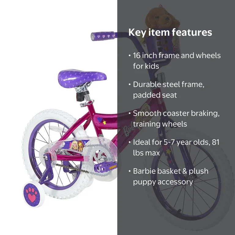 Dynacraft, Girls Bike, 16-inch, Pink, Sturdy Training Wheels