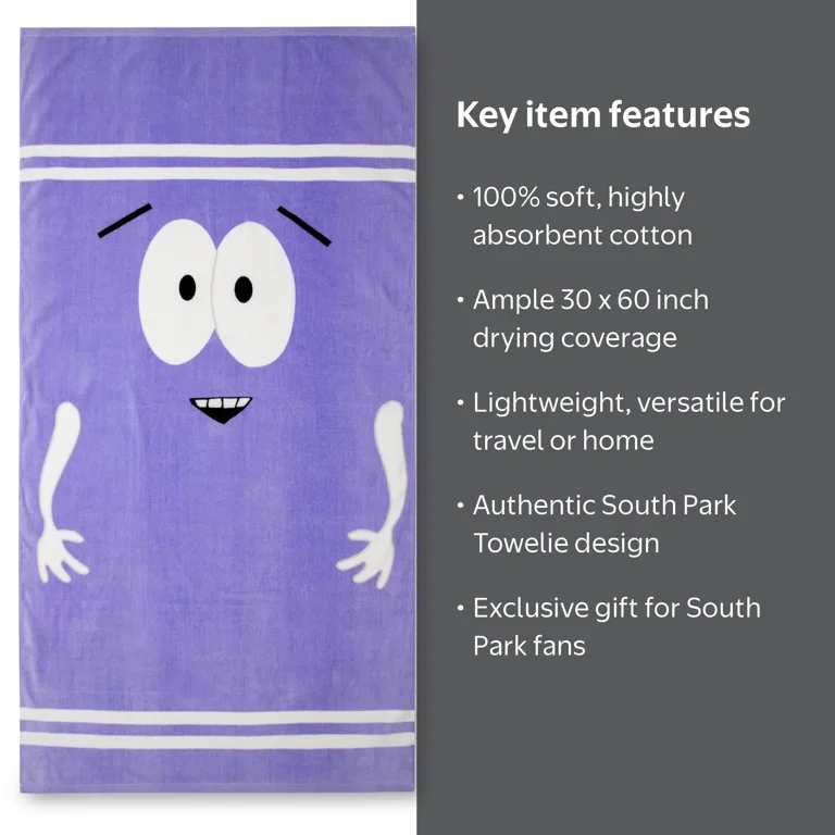 Toynk Toys, South Park Towelie Bath Towel, 30 x 60 Inches
