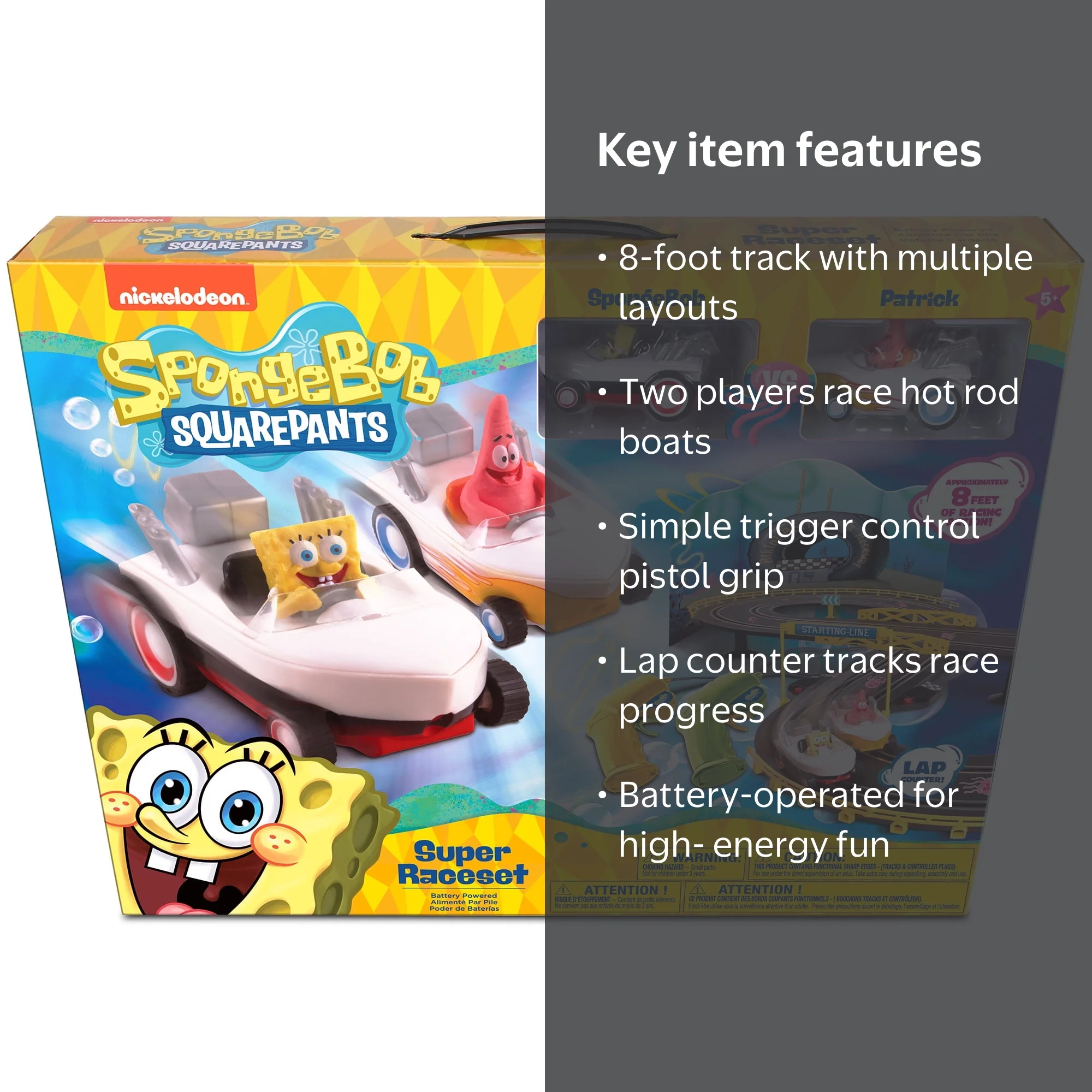 NKOK: Super Slot Car Race Set - SpongeBob, 8' Adjustable Track