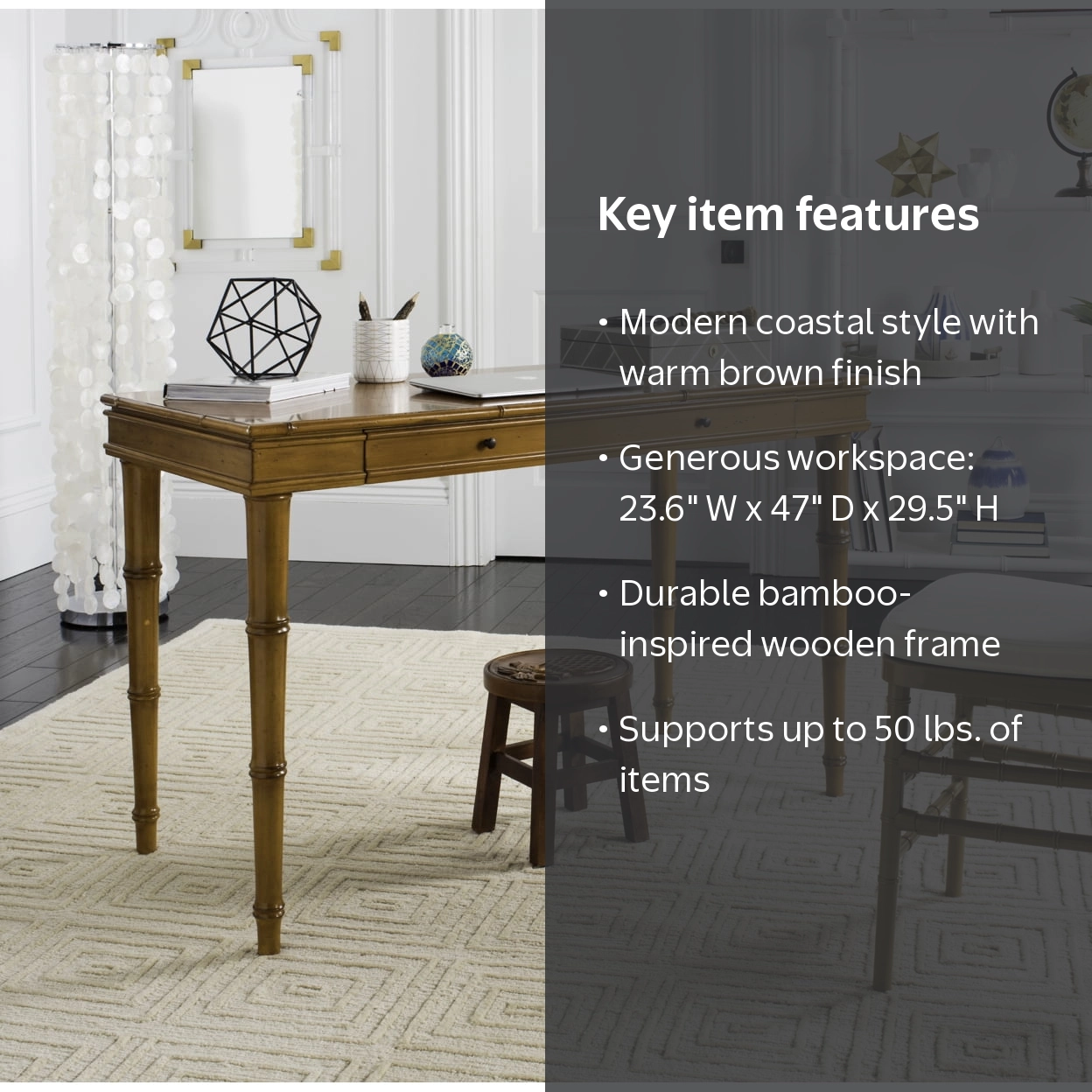 SAFAVIEH Noely Solid Modern Coastal Writing Desk, Brown - Walmart.com