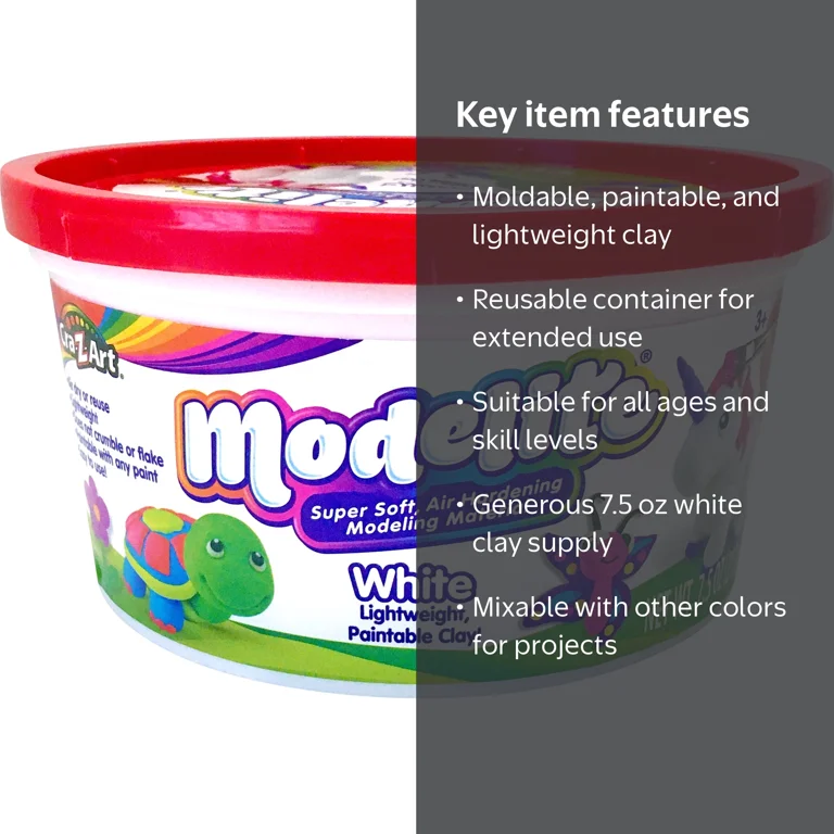 Cra-Z-Art Modelite Lite Weight Modeling Clay, White, Ages 3 and Up