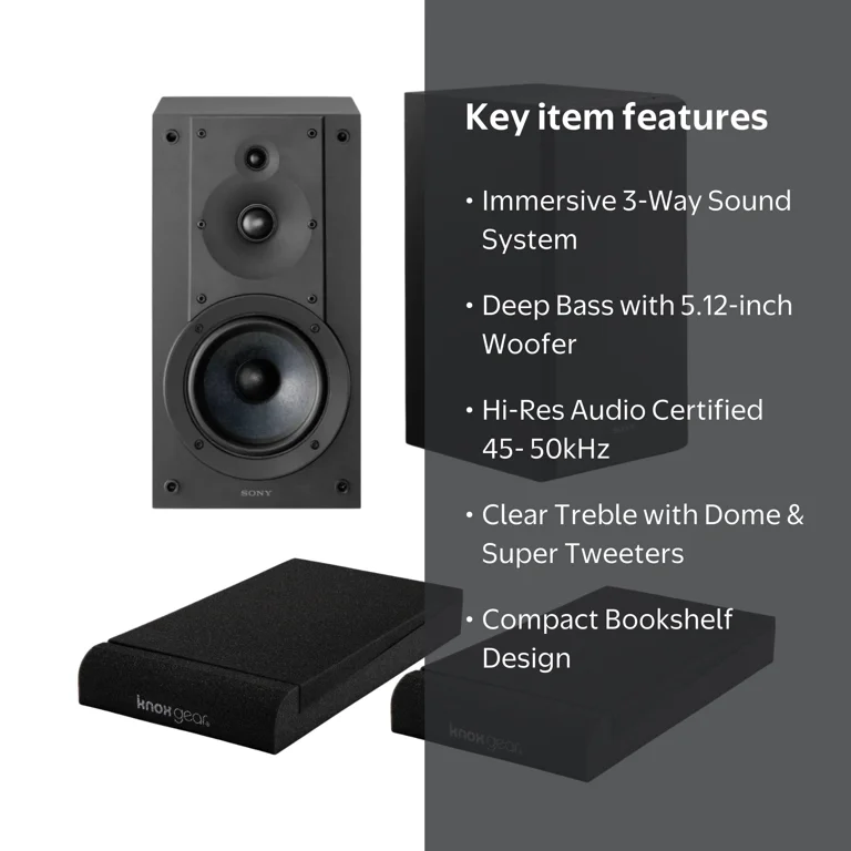 Sony SS-CS5M2 3-Way 3-Driver Hi-Res Audio Bookshelf Speakers (Pair