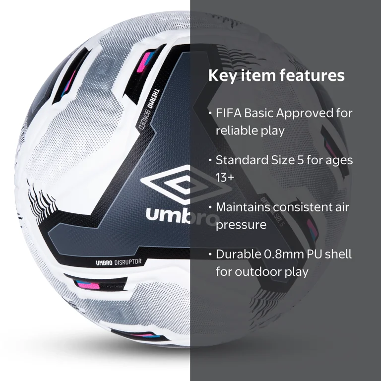 Umbro Disruptor Soccer Ball, Size 5, Ages 13 Years and Up, FIFA