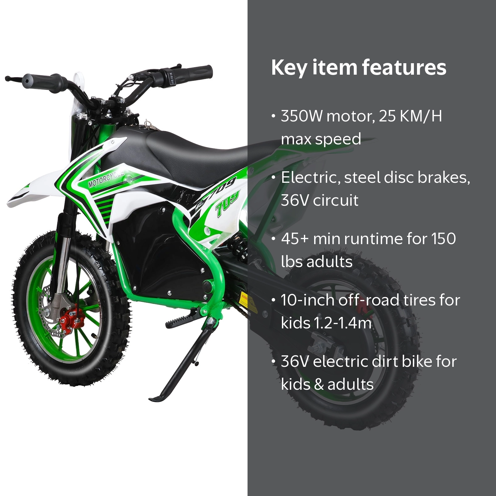 Zksm Dirt Bike for Kids Adults, 36V Off Road Electric Motorcycle