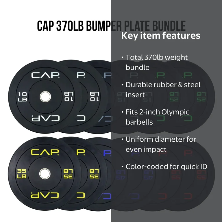 CAP 370lb Olympic Bumper Plate Bundle (2 x 10, 2 x 15, 2 x 25, 2 x