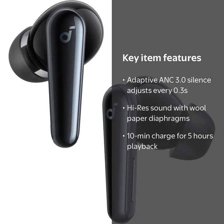 Soundcore, Earbuds, Noise Cancelling, Adaptive ANC, 6-Mic AI Calls