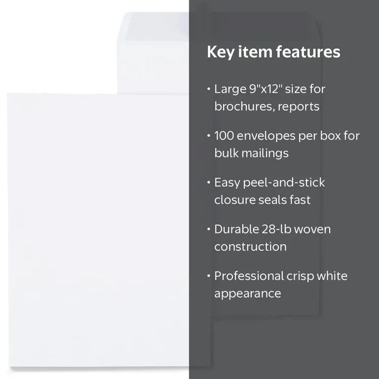 Staples EasyClose Self-Seal Large White Catalog Envelopes 9