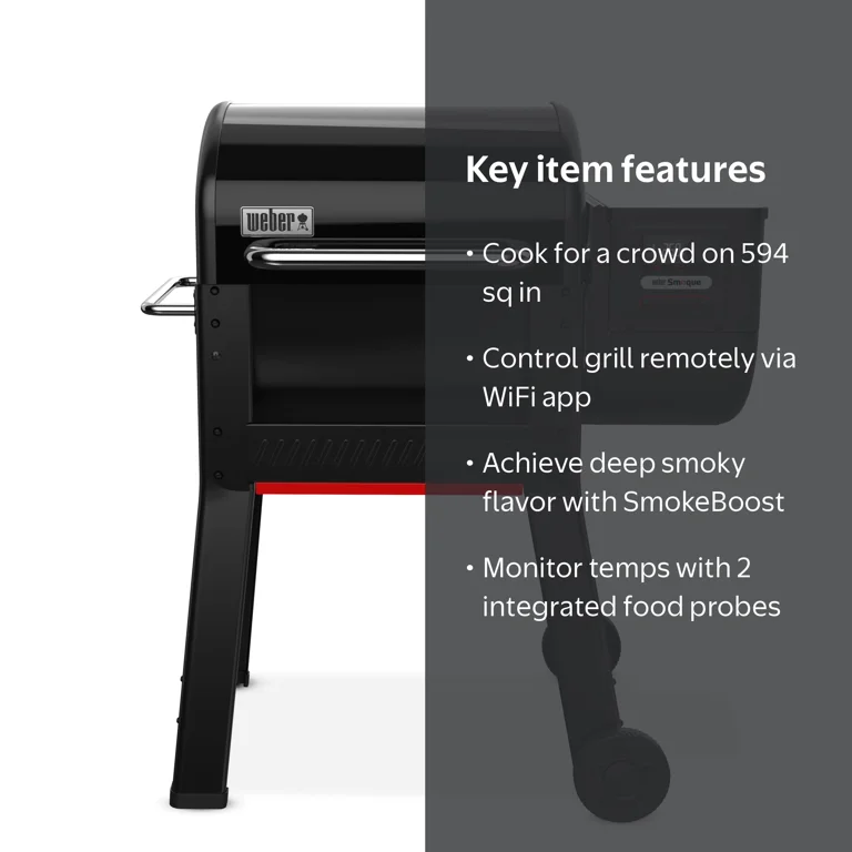 Weber Smoque Pellet Grill, 22 Inch Wood Fired Pellet Smoker with 