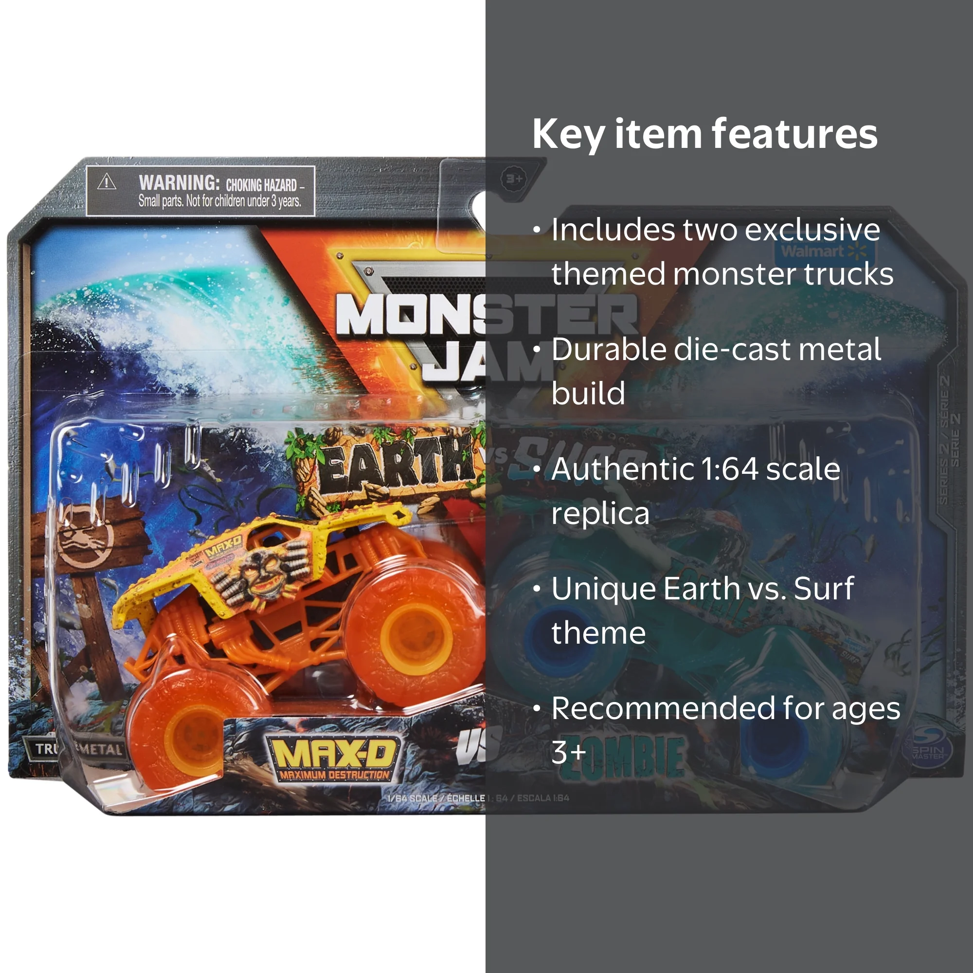 Monster Jam Official Max D Earth Vs. Zombie Surf Die-Cast Monster