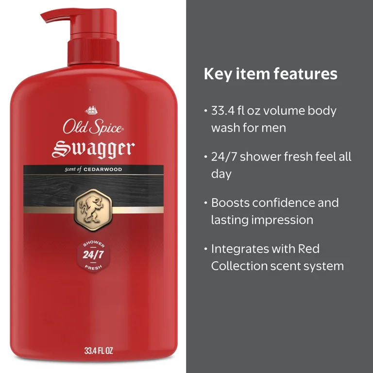 Old Spice, Body Wash for Men, 33.4 fl oz, Swagger Red Zone