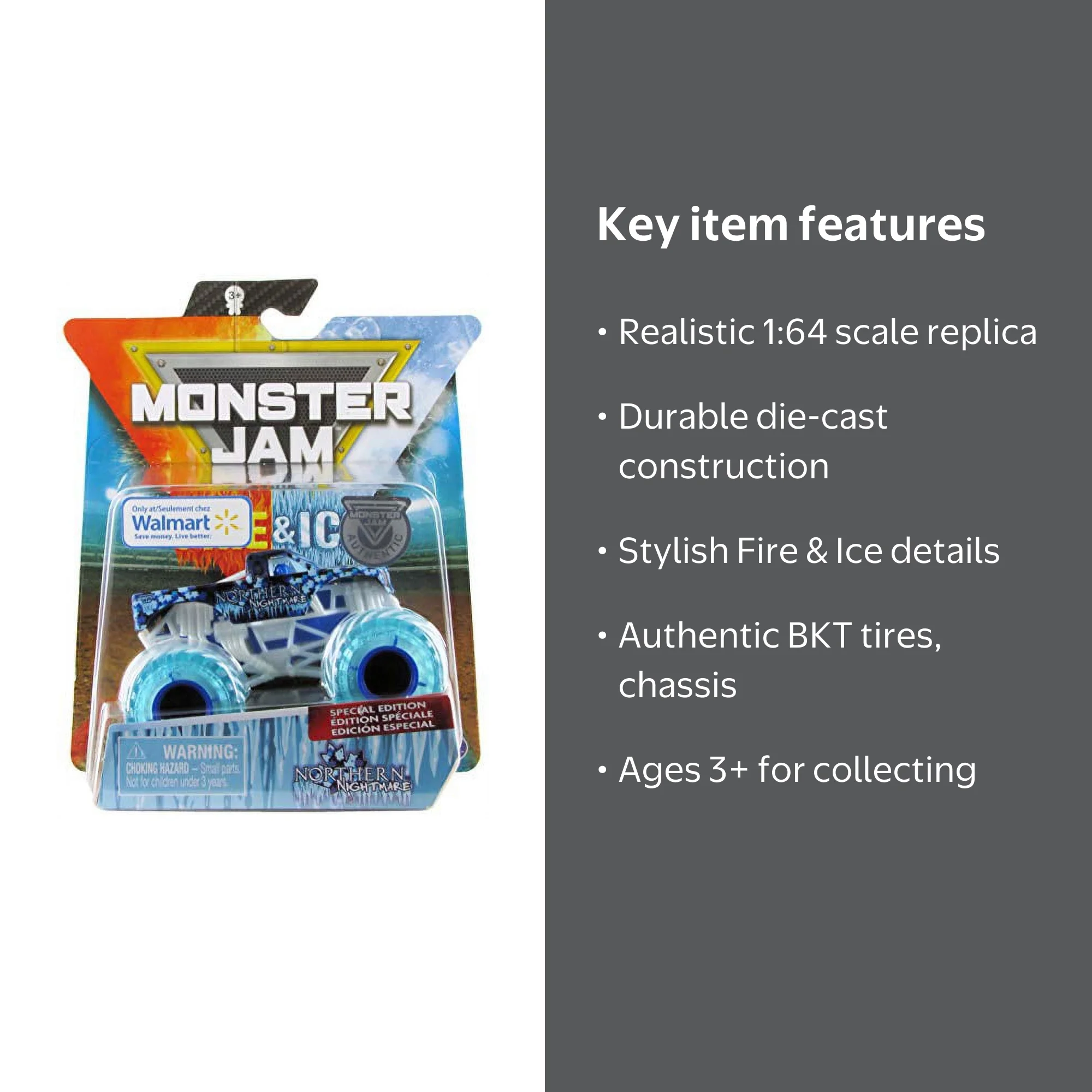 アイスクライマー Monster Jam Fire & Ice Northern Nightmare (Ice) 1:64 Scale Monster