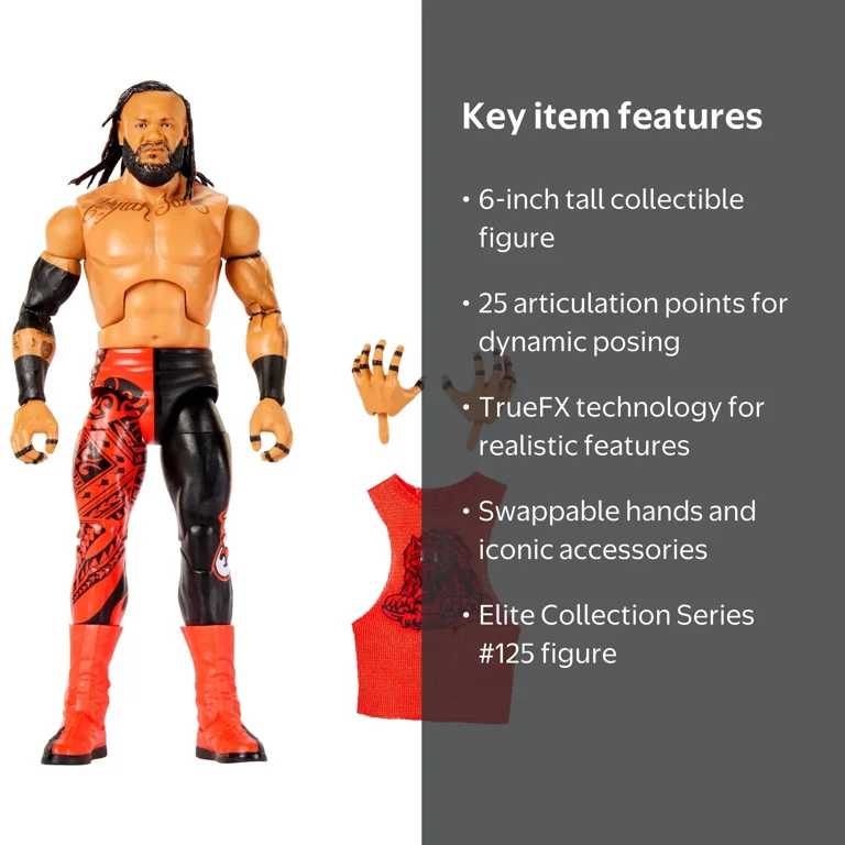 WWE Elite Jacob Fatu Action Figure, Series #125, 6-inch