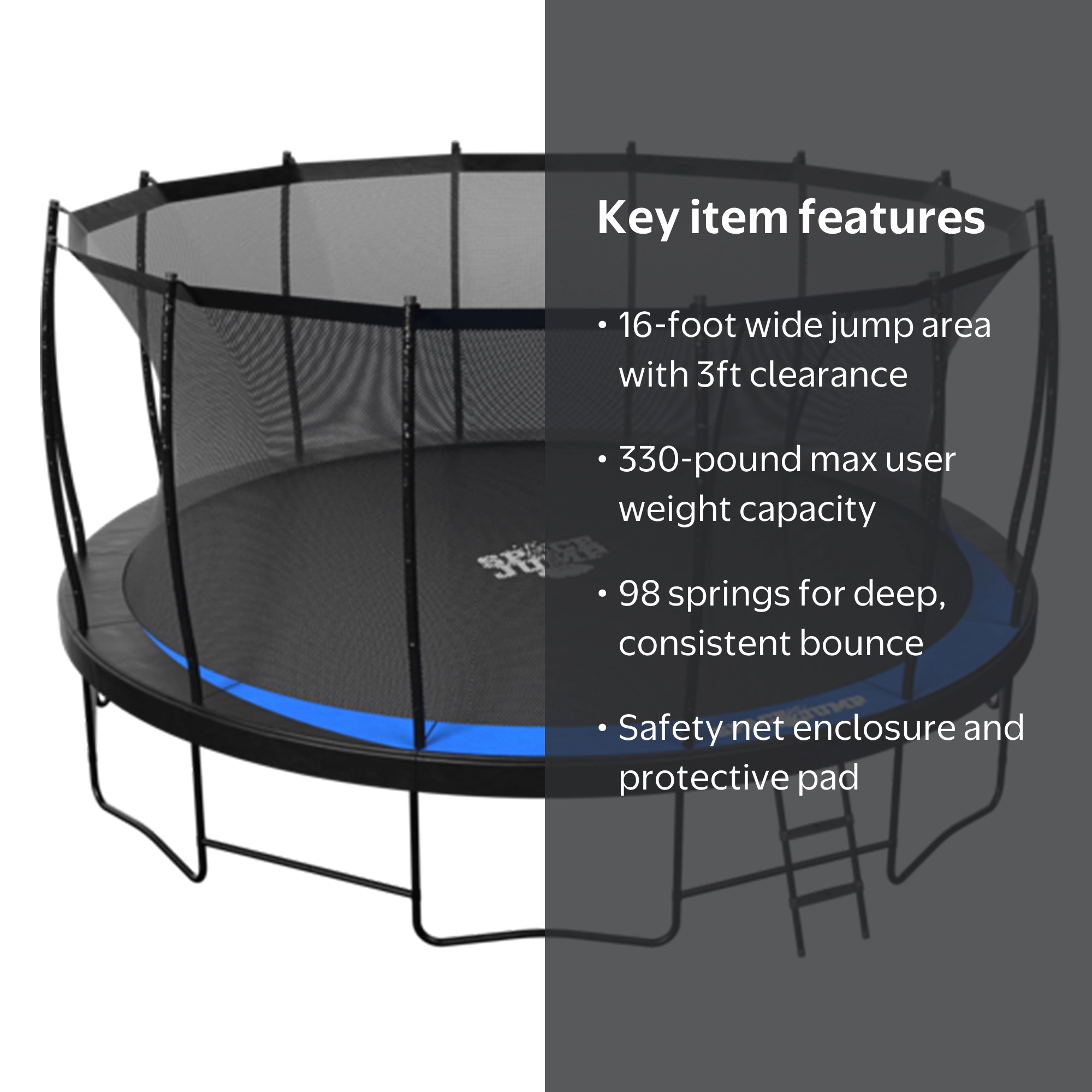 SpaceJump Lunar 16 Foot Trampoline, Outdoor Round Bouncer with