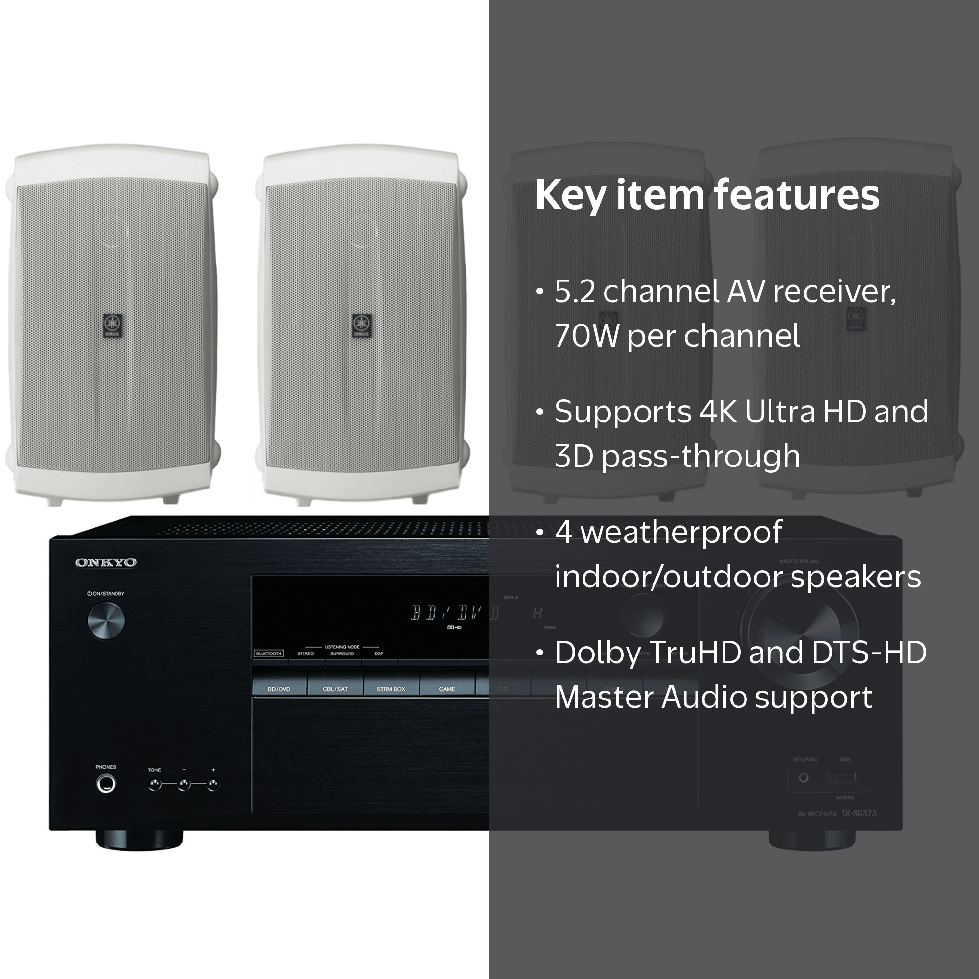Onkyo 5.2 Channel Full 4K Bluetooth AV Home Theater Receiver +