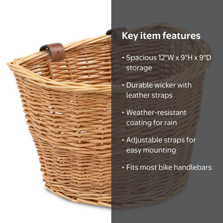 Handlebar Basket Bicycle Baskets On Amazon ProSource Style Removable Wicker Bike Basket, Front Handlebar Accessory For  Cruisers