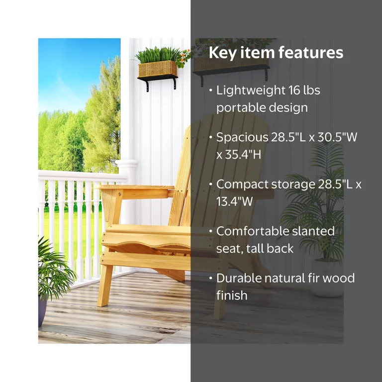 Ktaxon, Folding Wooden Adirondack Chair, Natural, Brown - Walmart.com
