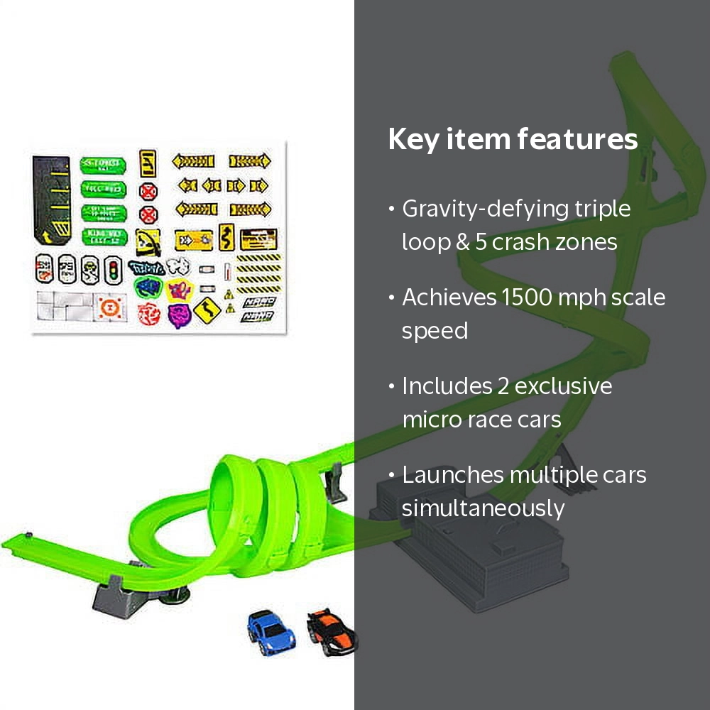 Nano Speed Super Vert Crash Play Set, Motorized Booster, 2 Cars