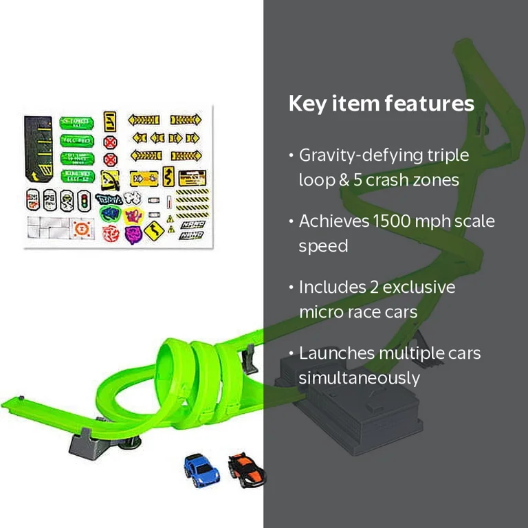 Nano Speed Super Vert Crash Play Set, Motorized Booster, 2 Cars