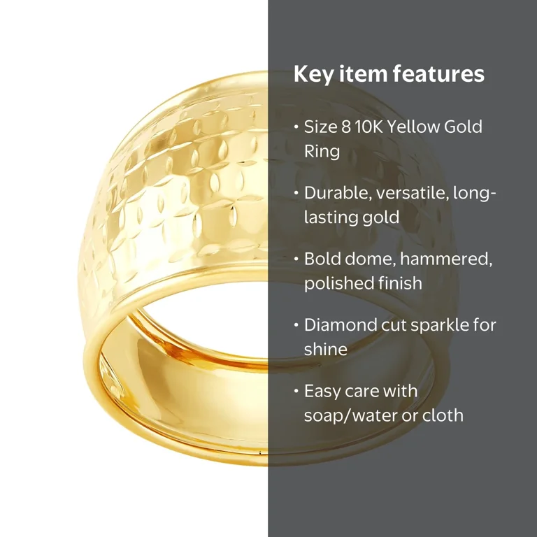 Brilliance Fine Jewelry Womens 10K Yellow Gold Dome Shape Ring