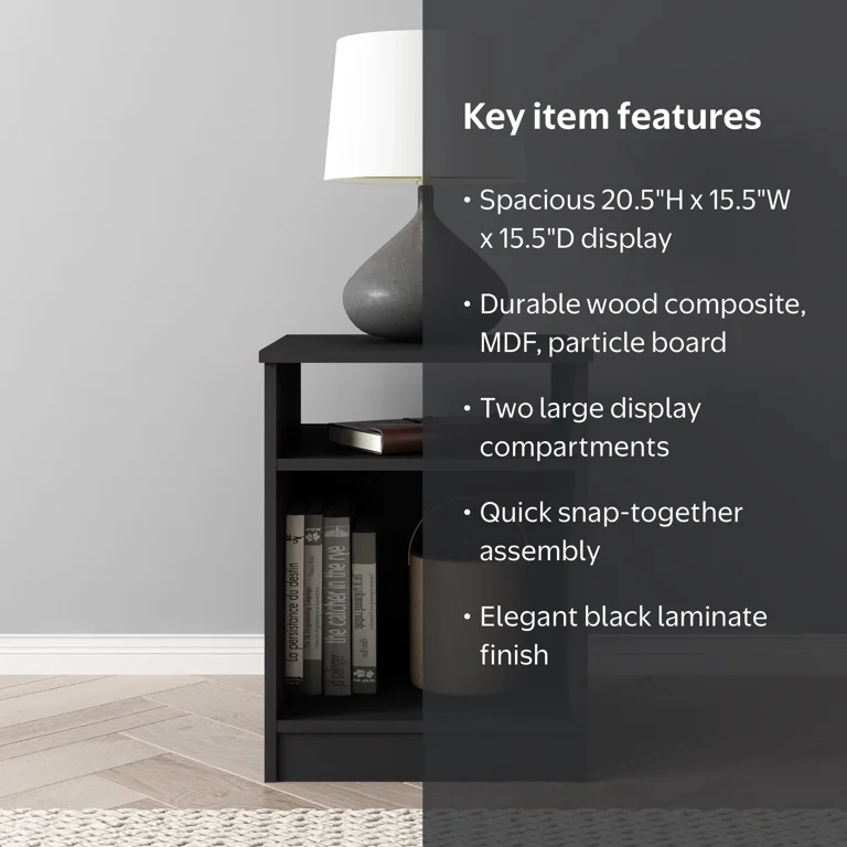 Mainstays Ardent Open Shelf Nightstand, Black - Walmart.com