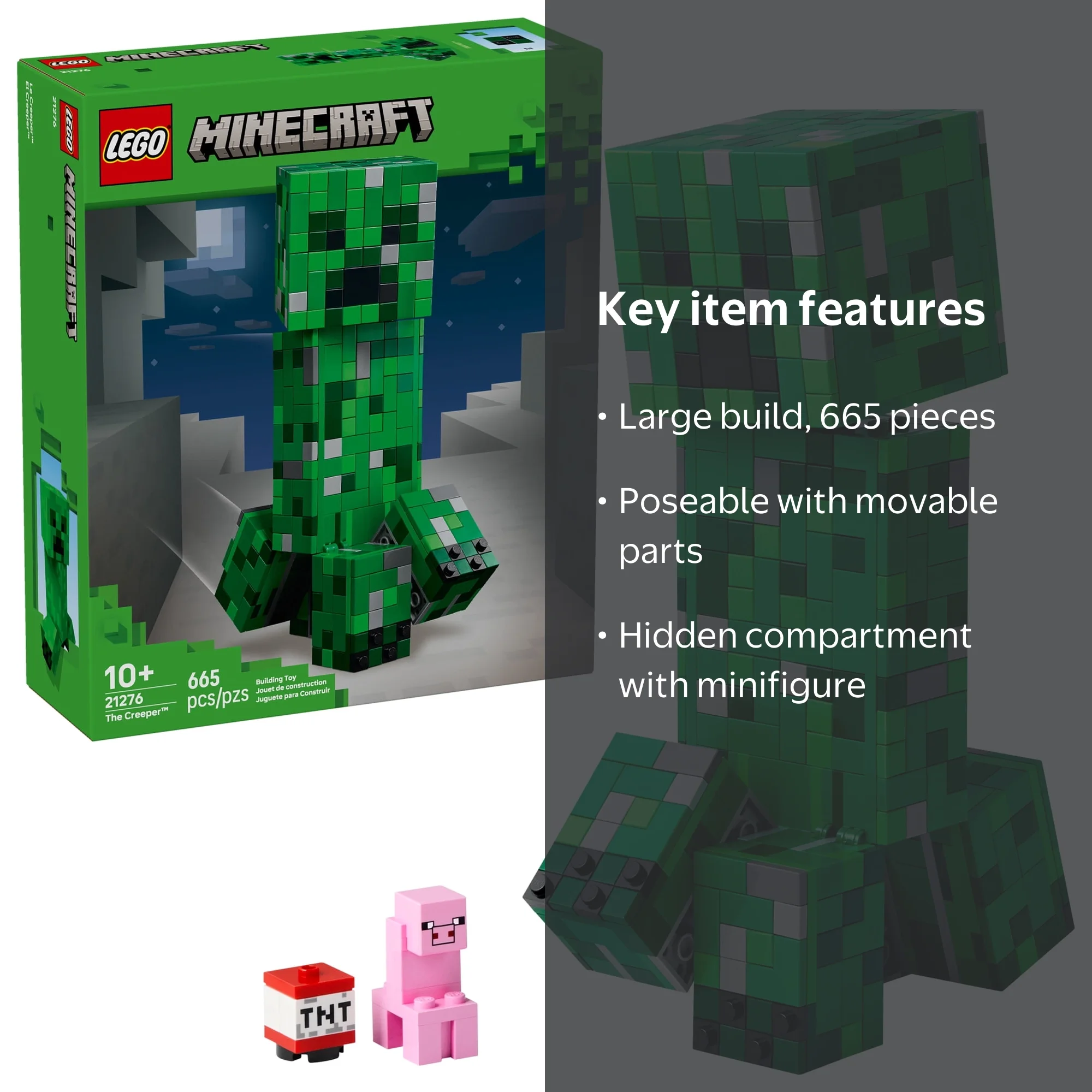 LEGO Minecraft The Creeper, 21276, 665 Pieces, Poseable Action