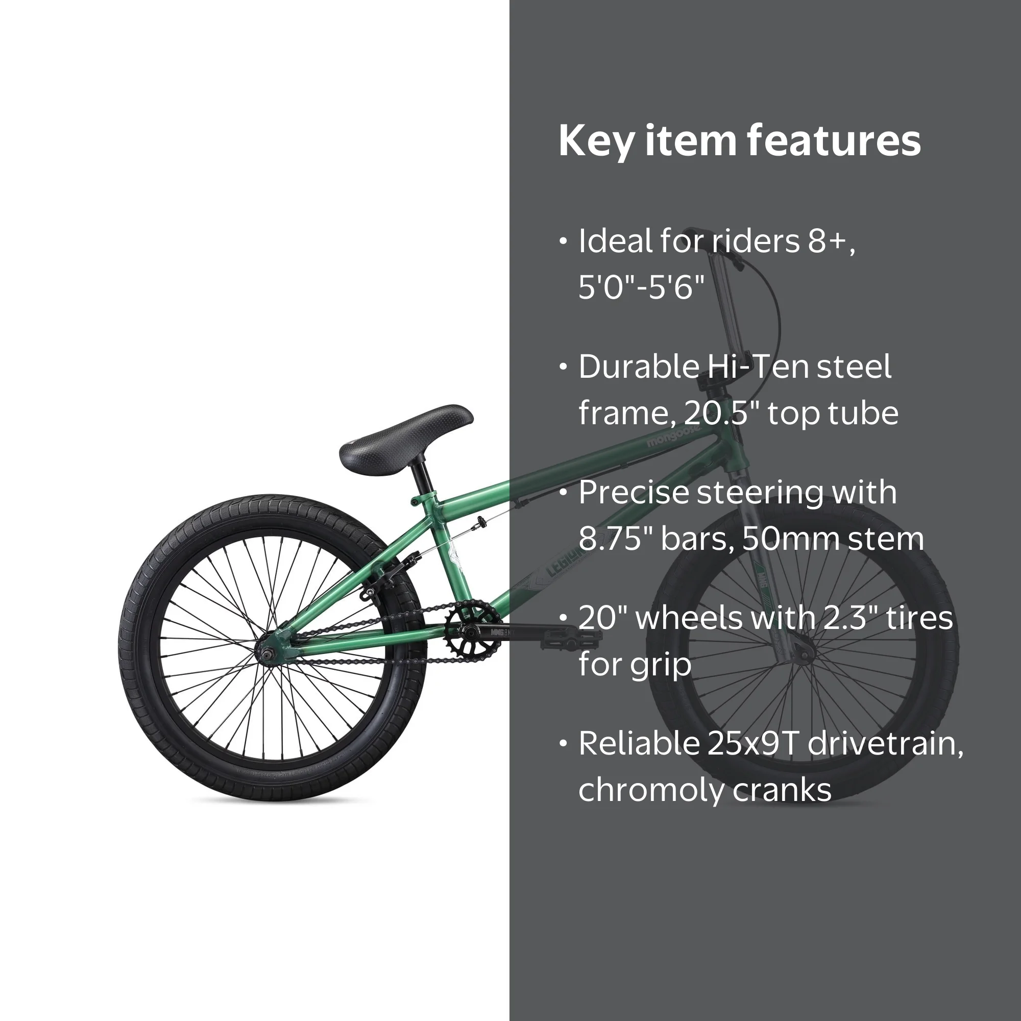 Mongoose Legion L60 Freestyle BMX Bike, 20-Inch Wheels, Ages 8 and