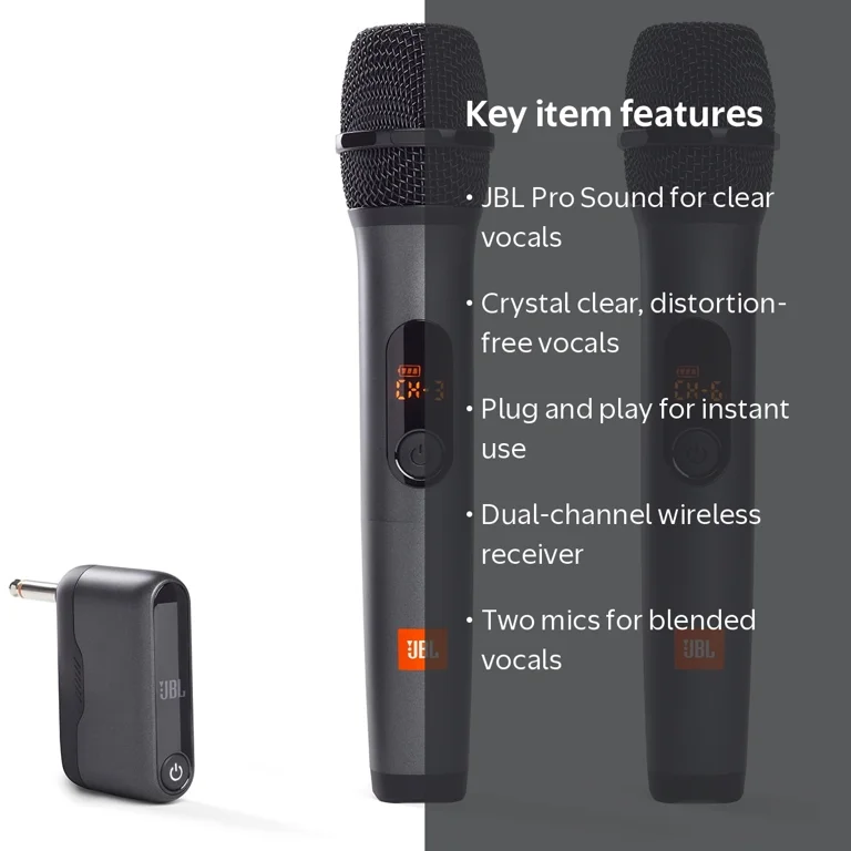 JBL, Wireless Microphone Set, Black, Dual-Channel, Wireless