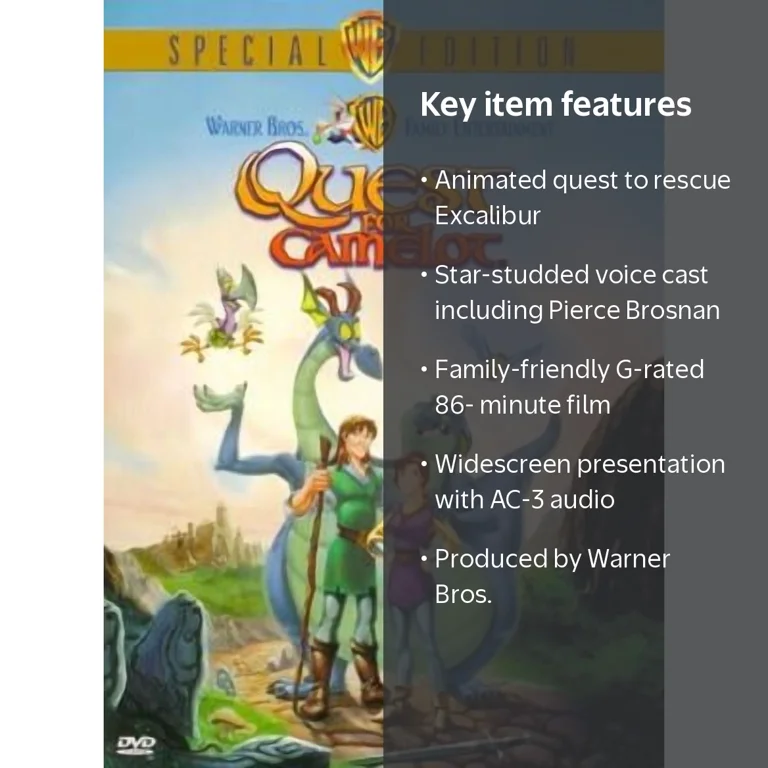 Quest for Camelot & Ac-3, DVD, Animated Adventure, 1998, G Rated