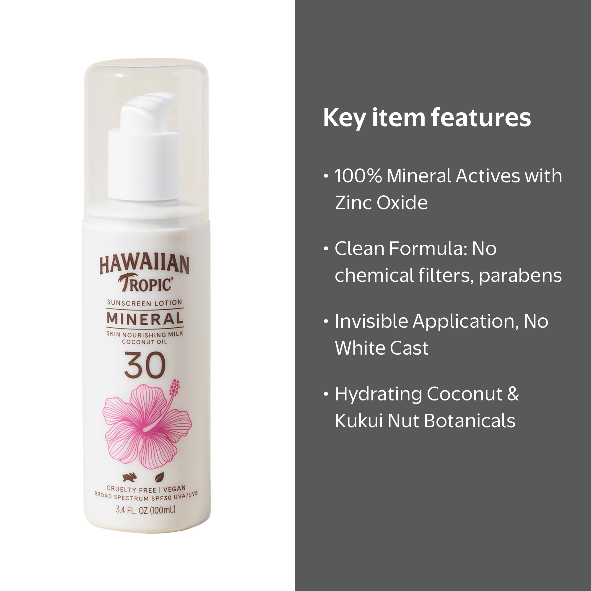 Hawaiian Tropic Mineral Skin Nourishing Milk Sunscreen SPF 30 3.4