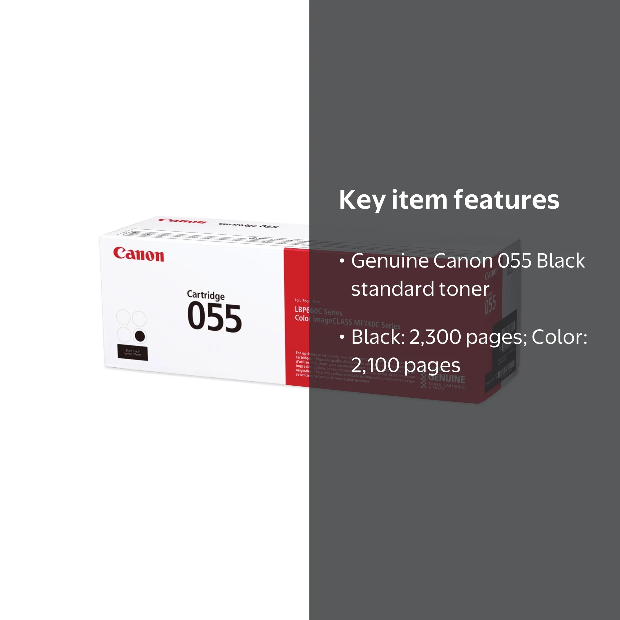 Canon Genuine Toner 055 Black Cartridge for Laser Printers