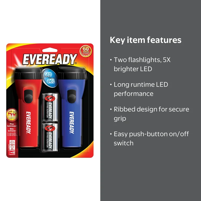 Tky2127  Eveready Handheld Super Bright General Purpose LED Flashlight, 2
