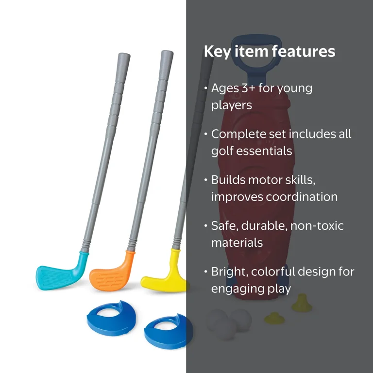 Play Day Jumbo Golf Caddy Set for Kids Ages 3+ with Clubs Balls
